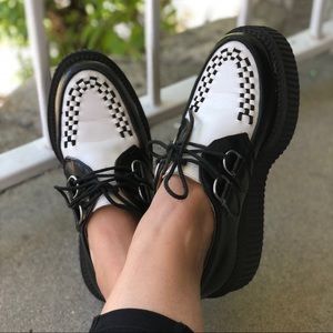 T.U.K Black and White Platform Shoes
